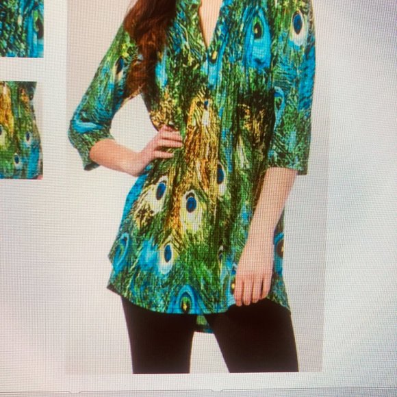 PEACOCK DESIGN LA CERA SILKY FEEL Poly Blend TUNIC - WORE ONCE - Picture 4 of 6
